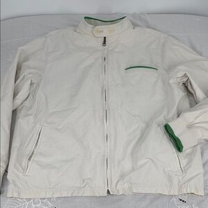 Gap Jacket Mens Large Cream Green Full Zip Vintage 2006 Y2K Golf Windbreaker